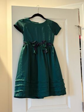 Gymboree Emerald Green Satin Bow-Accent Party Dress